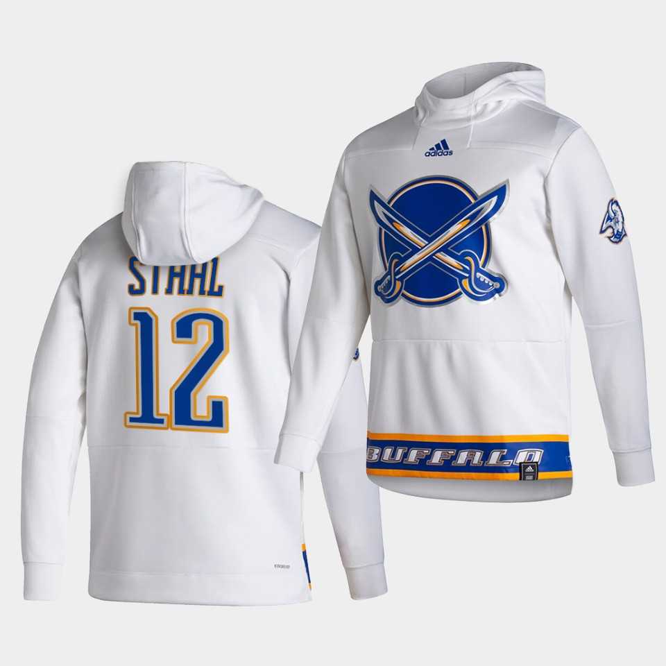 Men Buffalo Sabres 12 Sihhl White NHL 2021 Adidas Pullover Hoodie Jersey